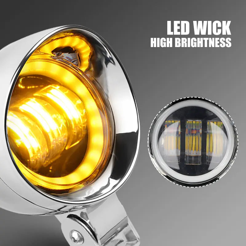 Motorcycle LED Spot Driving Light Dual Color Headlight Auxiliary Spotlight Lamp ATV Scooter Moto Fog Light for Honda Kawasaki