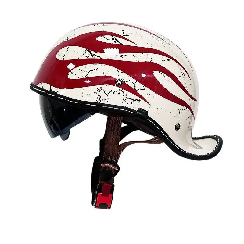 Retro helmet cocked tail motorcycle helmet for men and women Four Seasons Prince cruise helmet riding personality half helmet.