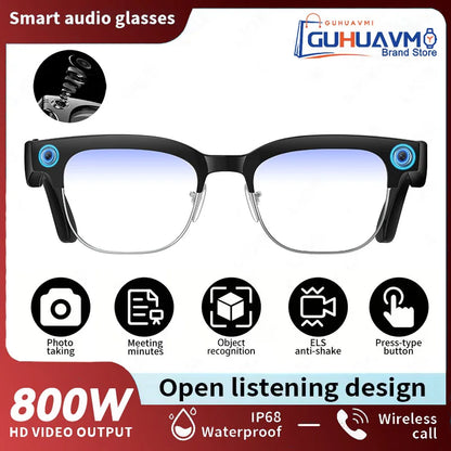 New 1200P HD Smart Glasses With 800W Ultra-Wide Camera Video Recording 4GB AI Photo Recognition Bluetooth Call Translation Voice