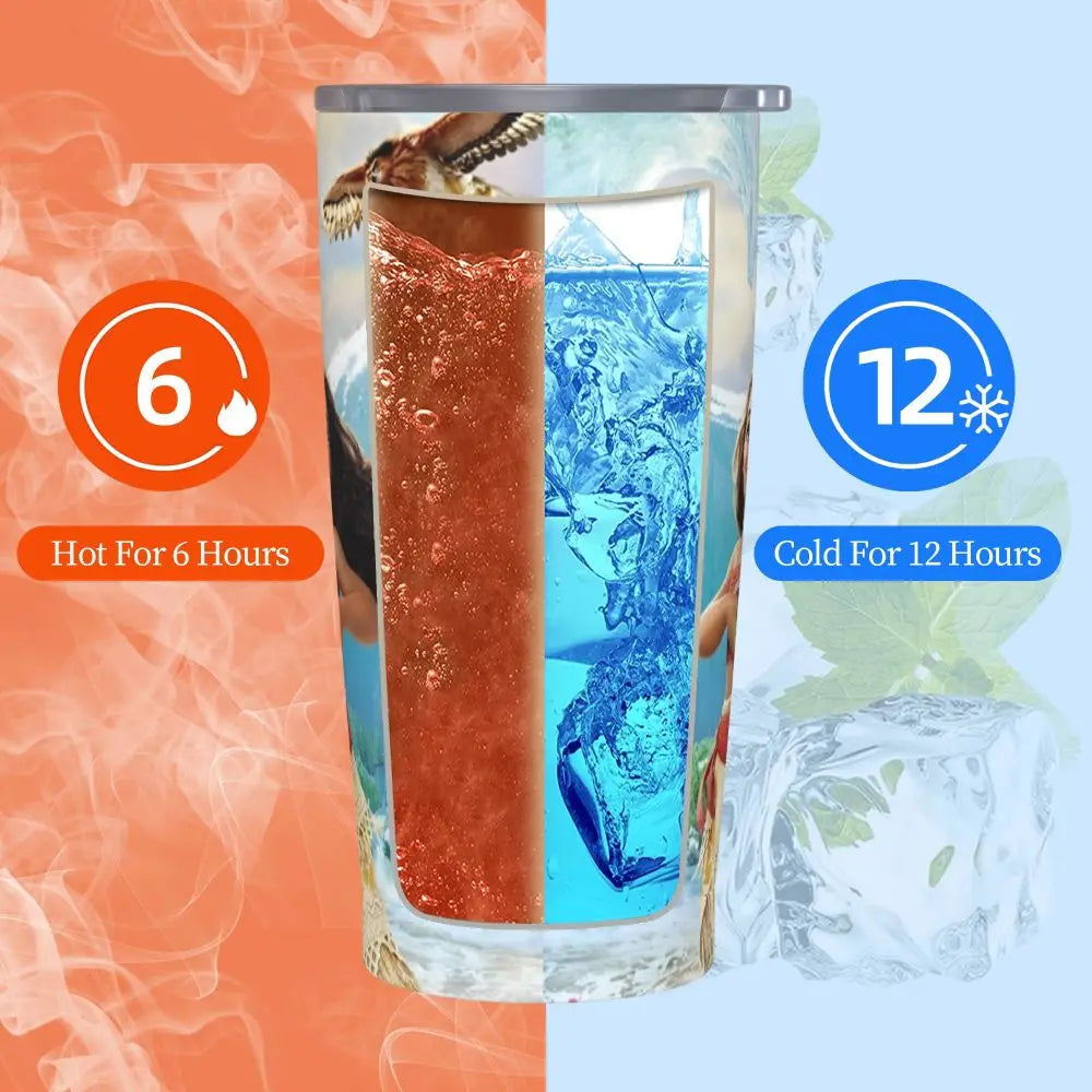 Moana and Pua Cartoon Movie Insulated Tumbler with Straws Stainless Steel Coffee Mugs Double Wall Car Bottle Cups 20oz