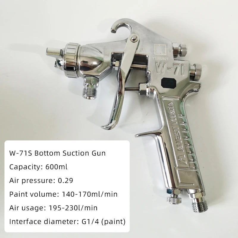 Original Authentic Iwata W-71S Lower Pot Paint Spray Gun High Atomization Fine Manual Spray Gun 1.0/1.31.5/1.8MM Caliber