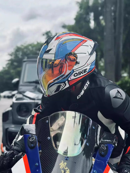 Motorcycle helmet men and women motorcycle double lens anti-fog full helmet cruise pedal four seasons universal helmet DOT certi