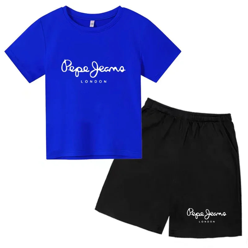 Kids Summer Fashion Casual Set - Boys Girls Toddler Clothes Charming Letter Print T-shirt with Short Sleeves And Shorts 3-12 Yea
