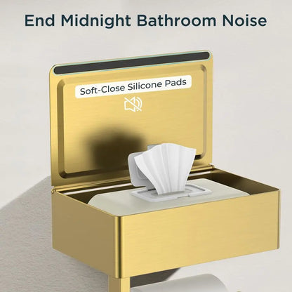 Toilet Paper Holder with Shelf, Sanitary Napkin Receptacle Tampon Holder, Wall Mount Toilet Paper Holder with Storage, Flushable