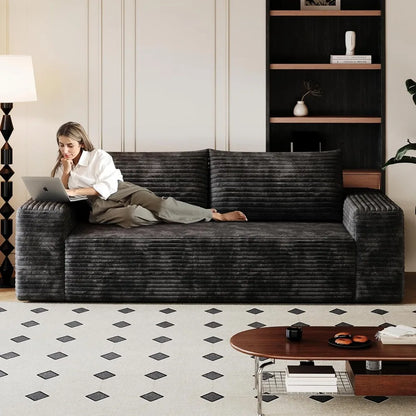 71" 3-Seater Love Seat Sofa,No Assembly Required,Plush Corduroy Loveseat Boneless Couch with High Cushion Backrest and Wider Arm