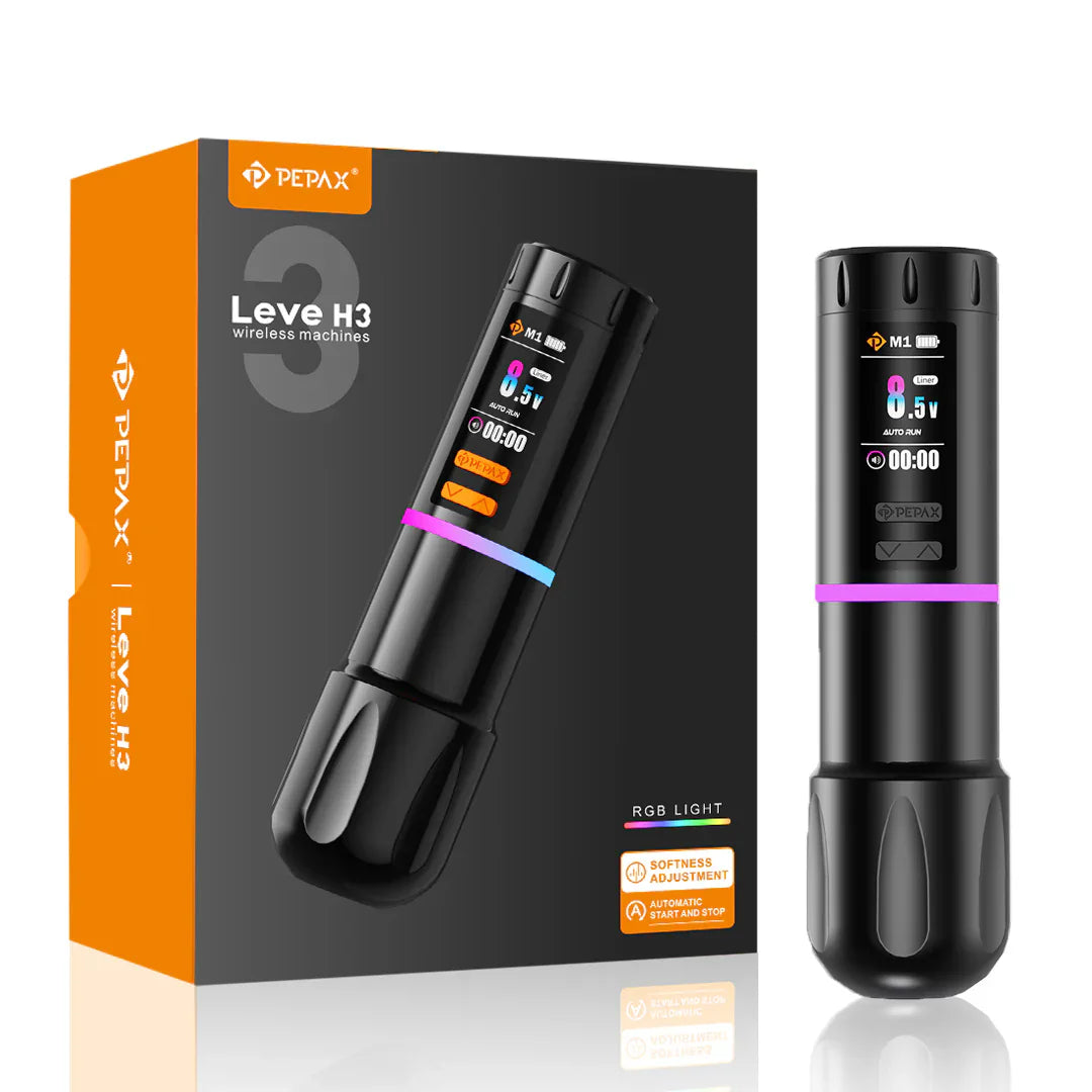 PEPAX Leve H3 Wireless Tattoo Pen Machine 3.5/4.2/5.0mm Strokes Tattoo Gun 2000mAh 2 Batteries LED Display Cartridge Tattoo Pen