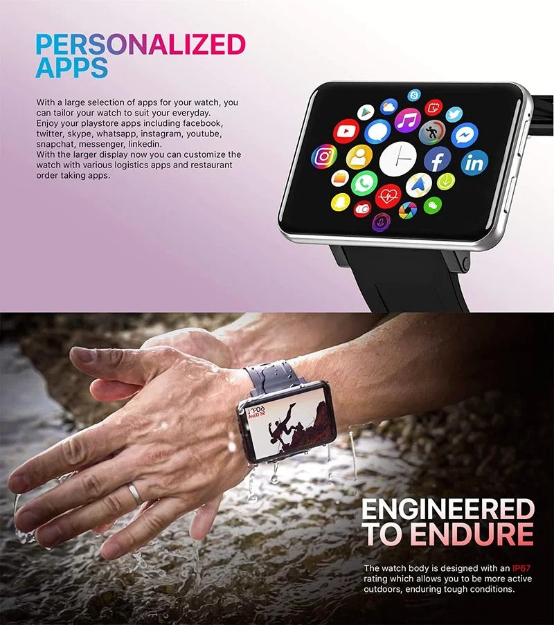 Rainbuvvy DM100 4G LTE Smart Watch Android 7.1 3GB RAM 32GB ROM 5MP Camera IPS 2700mah Battery 2.86 inch Touch Screen Smartwatch
