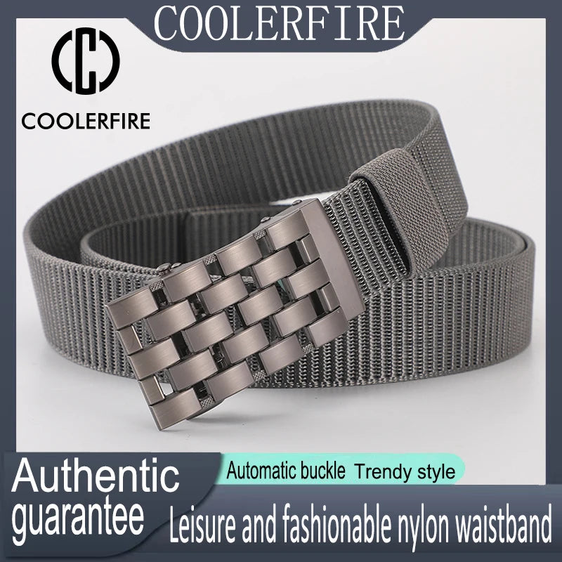 Men's Fabric Belt Nylon Canvas Automatic Belt Man Designer Belts Men Working Waistband Casual Men's Trousers Waist Belt ZX006
