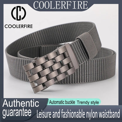 Men's Fabric Belt Nylon Canvas Automatic Belt Man Designer Belts Men Working Waistband Casual Men's Trousers Waist Belt ZX006