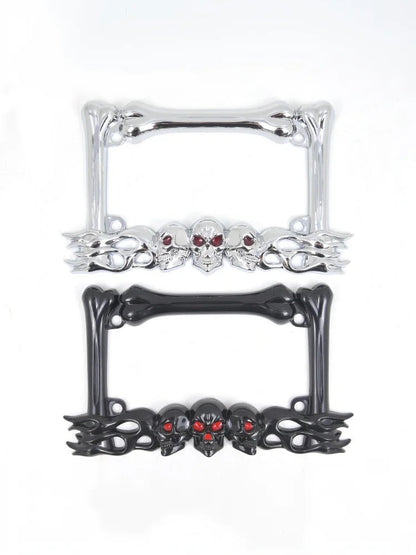 Skull Head Plastic Sport License Plate Frame For Motorcycle Scooters Skull Head Accessory Decoration