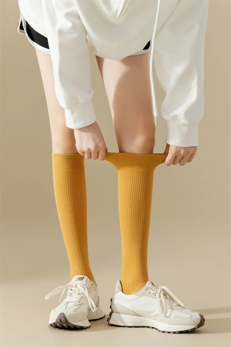 New Women Knee High Toe Socks Soft Lady Girls Breathable Comfortable Solid Color Cute Long Sock For Women
