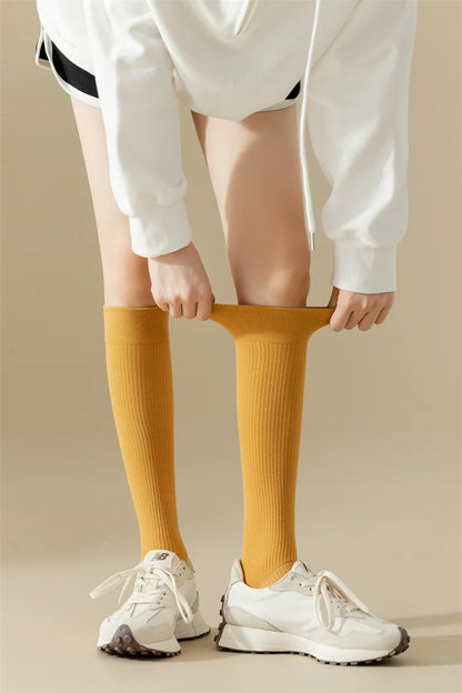 New Women Knee High Toe Socks Soft Lady Girls Breathable Comfortable Solid Color Cute Long Sock For Women