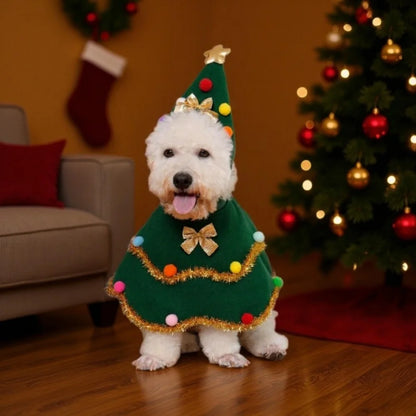 Dog Christmas costume, puppy Christmas cloak costume, cute cat costume, Christmas role-playing party