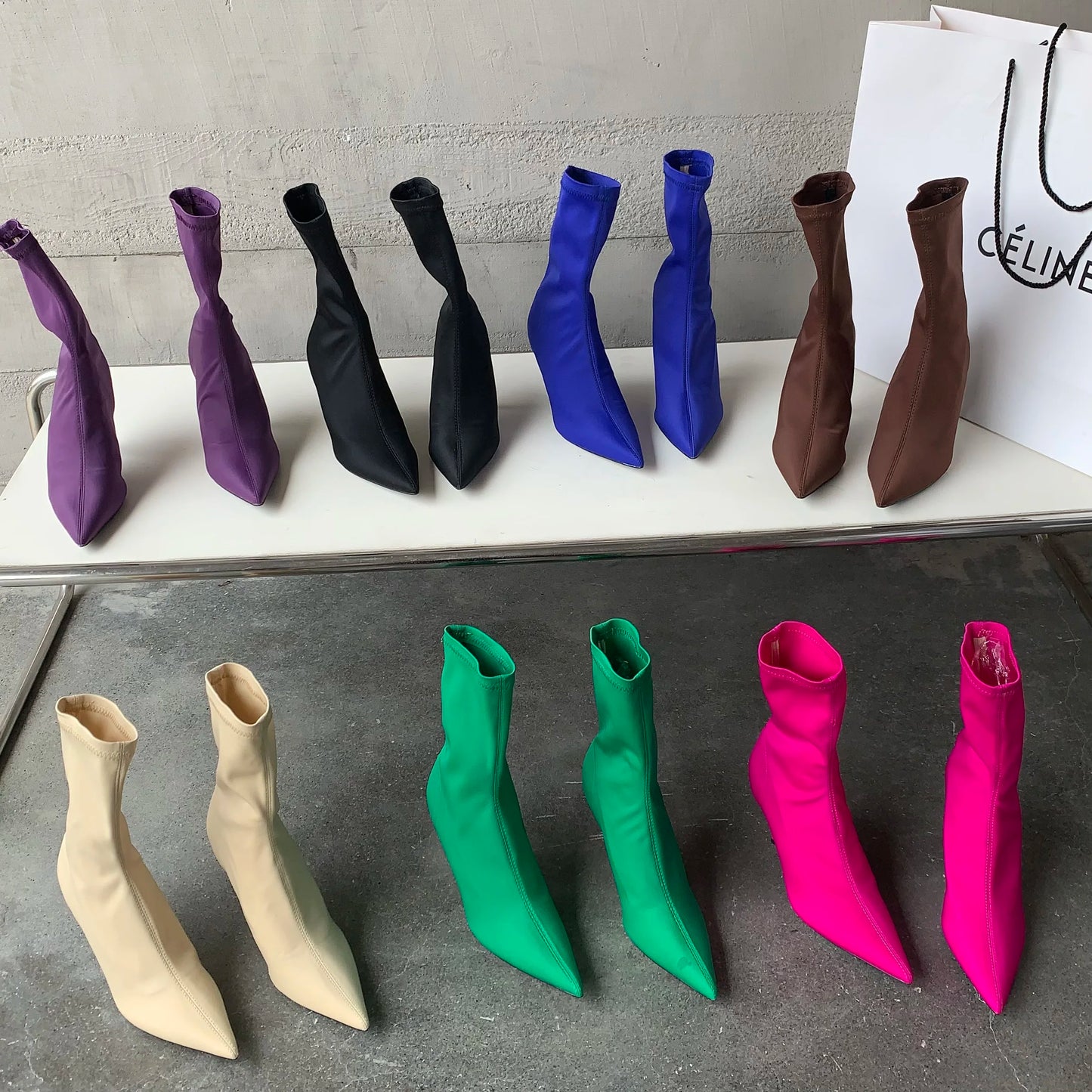 Eilyken New Spring Autumn Stretch Fabric Women Ankle Boots Sexy Pointed Toe High Heels Fashion Female Socks Pumps Shoes