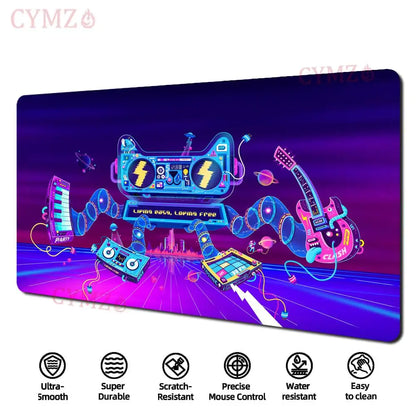 Cyber DJ turntable large Mouse Pad DJ Cat Creative Design Desk Mat Gaming pad Non-Slip Stitched Edge desk accessories mouse mat
