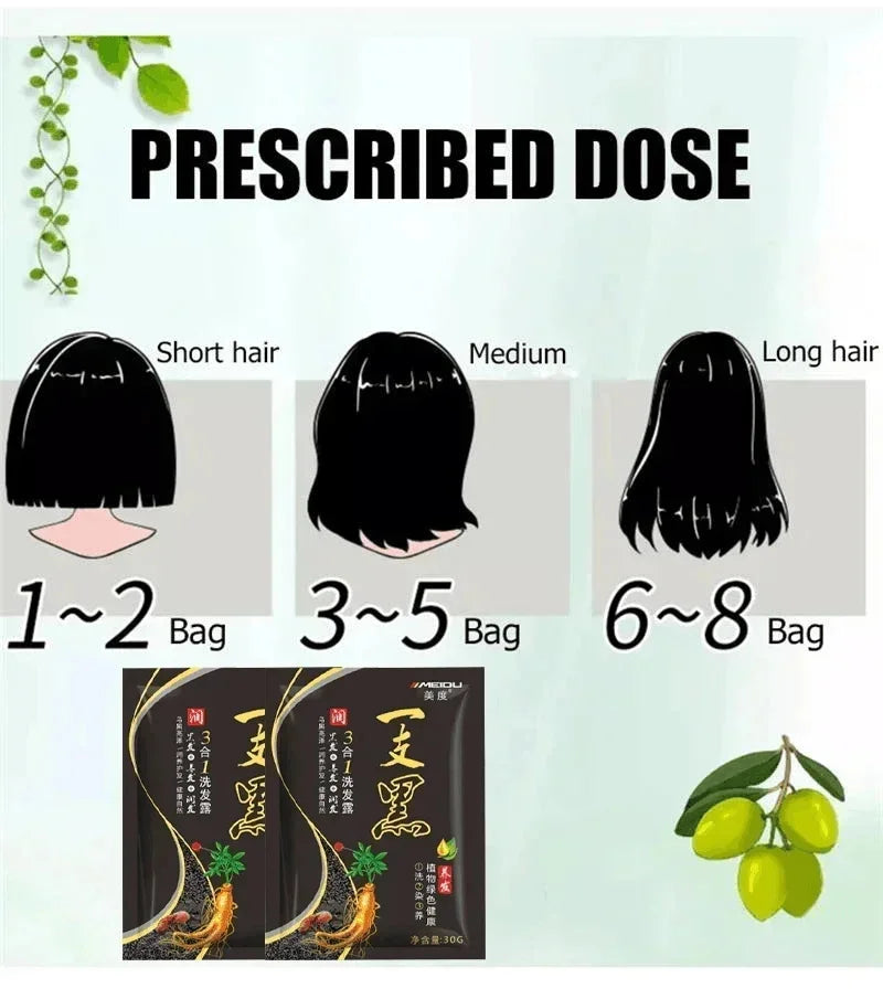 Natural Herbal Hair Dye Shampoo 3 in 1 Hair Color Shampoo Non-irritating Lasting Repair Nourish Gray White Hair Care Women Men