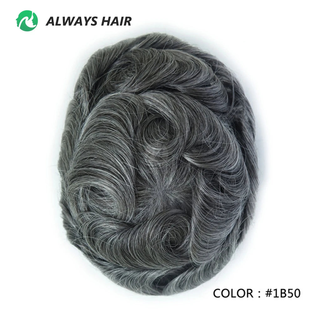 I SKIN Men's Capillary Prothesis 0.12-0.14mm Indian Human Hair 130% Hair Density Men Toupee 6x8 6x9 7x9 7x10 8x10 Size Wig Man