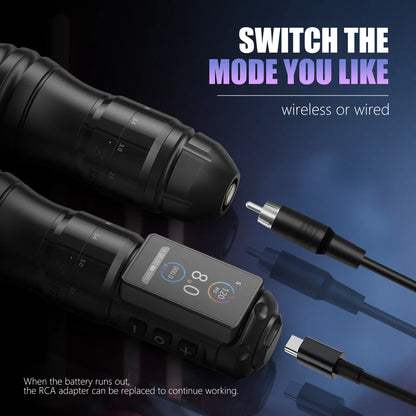 Ambition Wireless Tattoo Machine Traveler-T1 Straight Rod Direct Drive and Traveler-T2 Adjustable Stroke 2.4-4.2mm Battery Pen