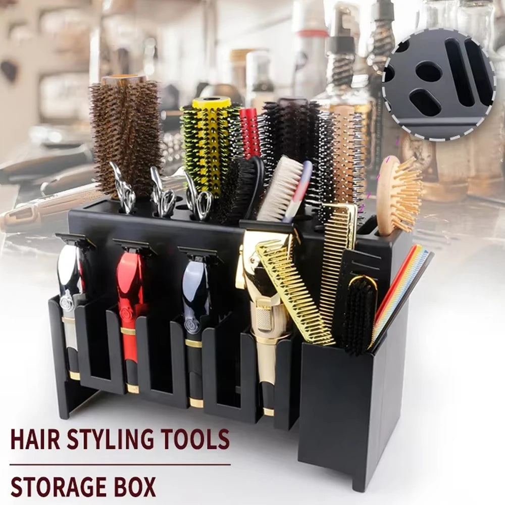 Hair Styling Tools Storage Box For Beauty Scissors Electric Clipper Comb Rack Salon Hairdressing Holder Desktop Case