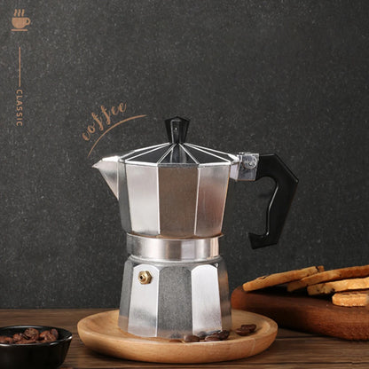 Octagonal Moka Pot Aluminum/Stainless Steel Stovetop Espressos Maker Multi-Purpose Coffee Pots for Outdoor Home Kitchen Office