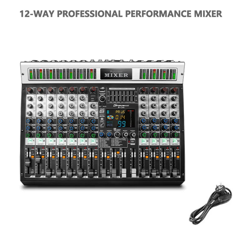 FUHAM RI808/1208 Professional 8/12 Channel 99DSP Mixer 48V Phantom Power USB Recording Studio Karaoke Bluetooth DJ Console Mixer