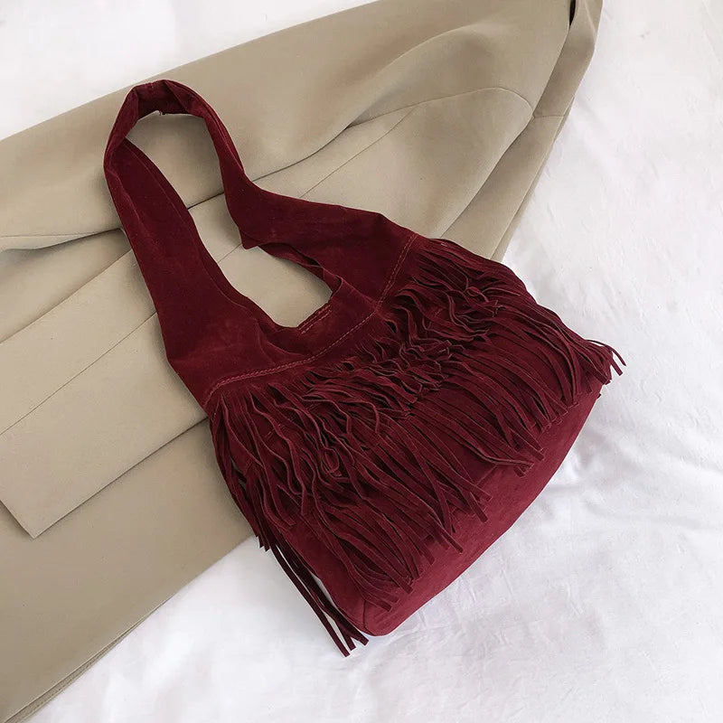 Suede Tassel High Quality Faux Shoulder Bags Fashion Large Capacity Sense of Luxury Popularity Women's Tote Bags Casual New