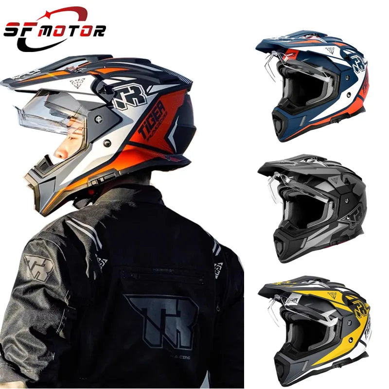Tiger JTO1 Adventure Motorcycle Helmet Dual SunVisor Helmet Size S-3XL Off-road Casco Moto Highly Breathable For  ADV Long Rides