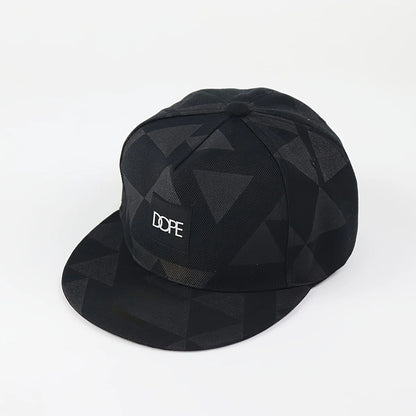 1PC DOPE fabric triangle block print street dance hip-hop hat trend flat edge baseball hat men's and women's