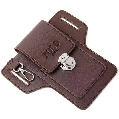 2024 Fashion New Men's Belt Leather Case Vertical Multifunctional Portable Phone Waistpack Card Bag Can Be Keyed Pu Leather Gift