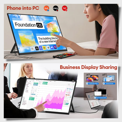 ZEUSLAP 18.5" Touch Screen Portable Monitor 100Hz 100% sRGB With Screen Holder Stand For Laptop Phone Xbox PS4 PS5 Switch