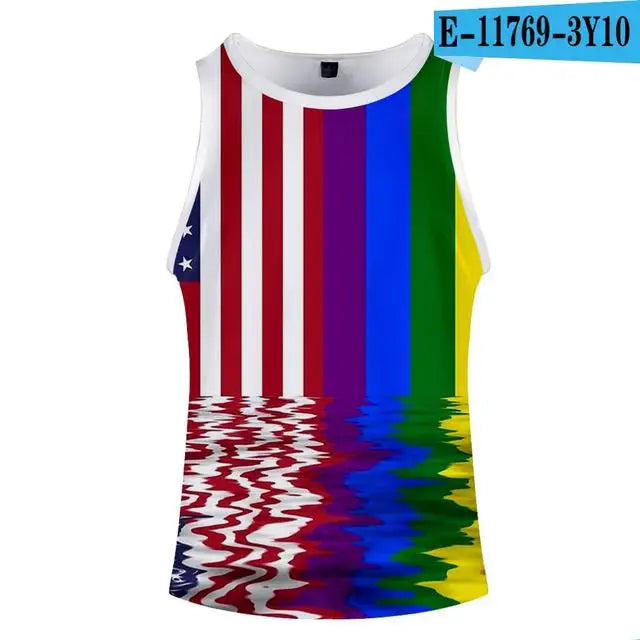 Pride LGBT fashion tank tops boy Gay Love Lesbian Rainbow Flag summer vest bodybuilding Sleeveless shirt fitness tank top men