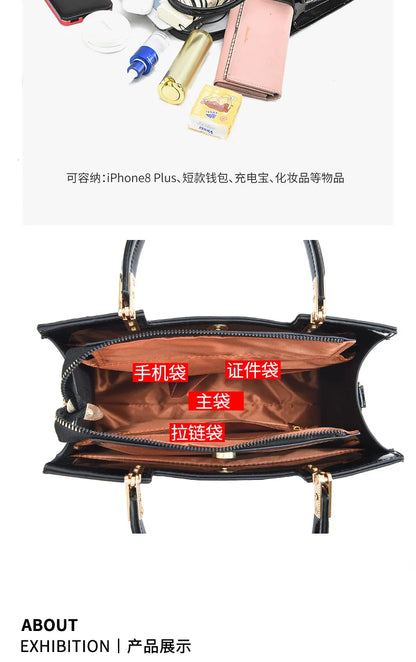 Luxury Bright Leather Ladies HandBags High-end Crocodile  Messenger Bags Boston Ladies Shopping Shoulder Tote Bags Crossbody Bag