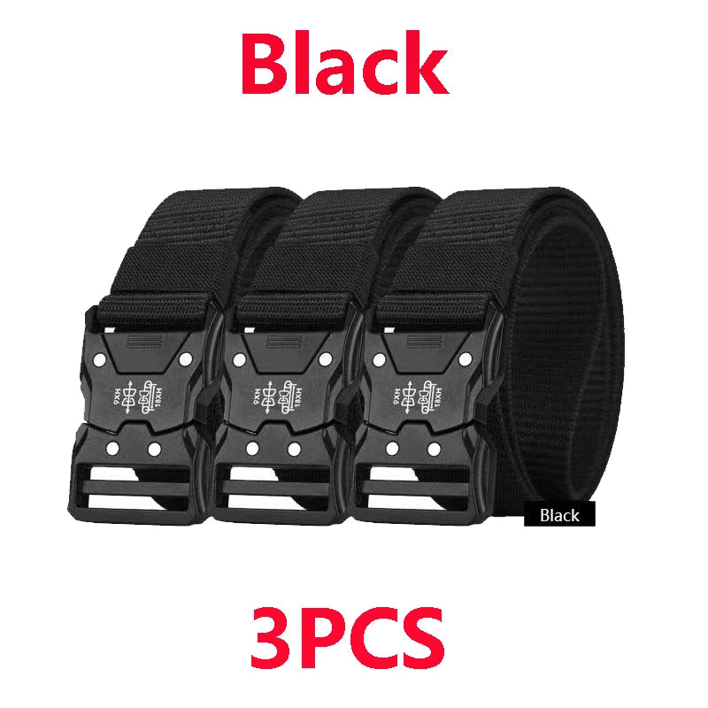 Genuine Tactical Belt Black Quick Release Outdoor Men's Belt Buckle Quick Release Elastic Belt Sport Nylon Braided Belts for Men
