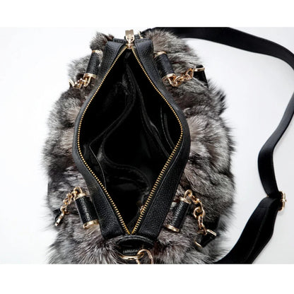 Winter Fox Fur Bag Women's Fur Bag Fashion Fur Handbag Ladies Bags Purses Women Shoulder Bag Real Silver Fox Fur Messenger Bags