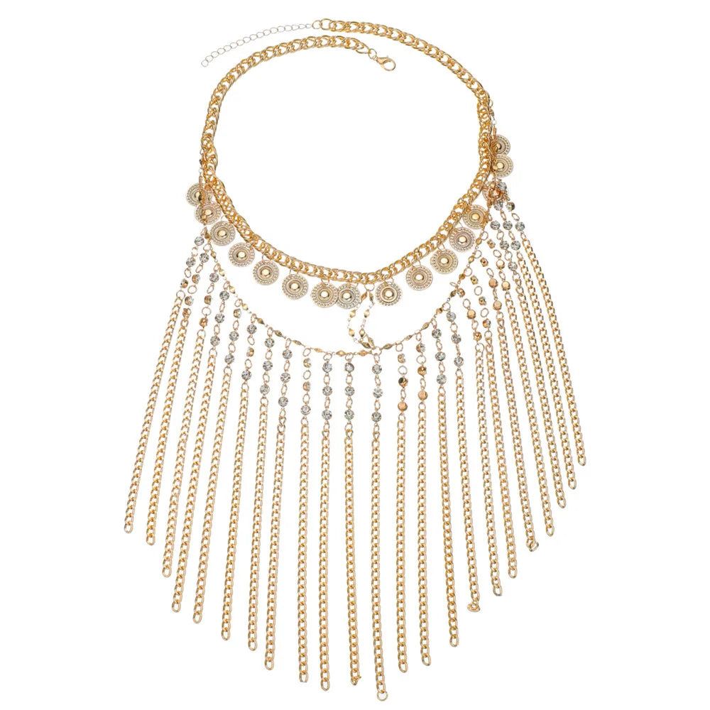 New Fashion Rhinestone Golden Coins Fringe Face Curtain Jewelry Women Prom Party Mask Chain Headwear Decoration Bridal Veils