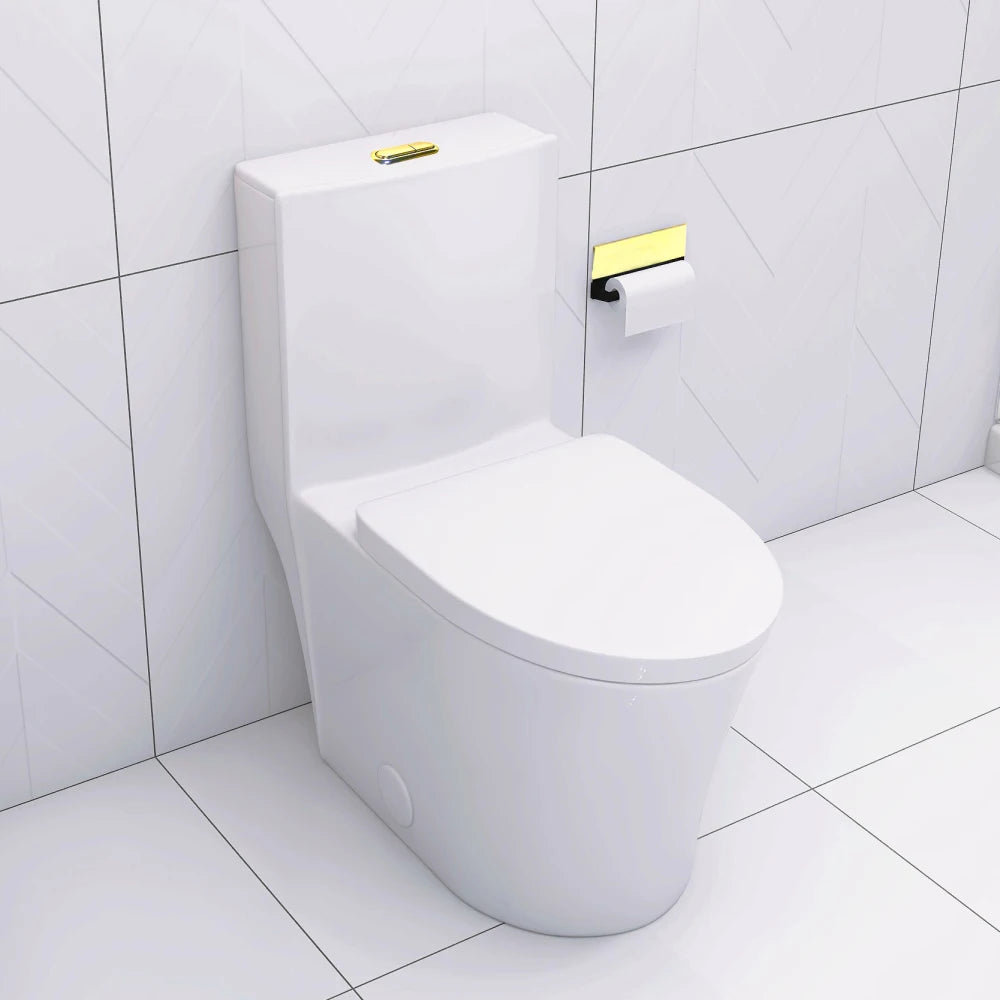 Matte Black Elongated One Piece Toilet Dual Flush 1.1/1.6 GPF Water Saving Map 1000g,Matte Black