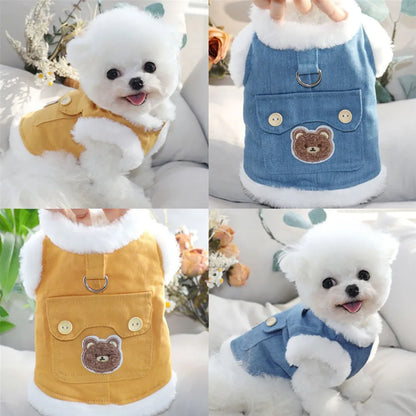 Creative Soft Bear Pattern Dog Clothes Comfortable Stylish Pet Cotton Coat Polyester Thick Pet Warm Vests Pomeranian