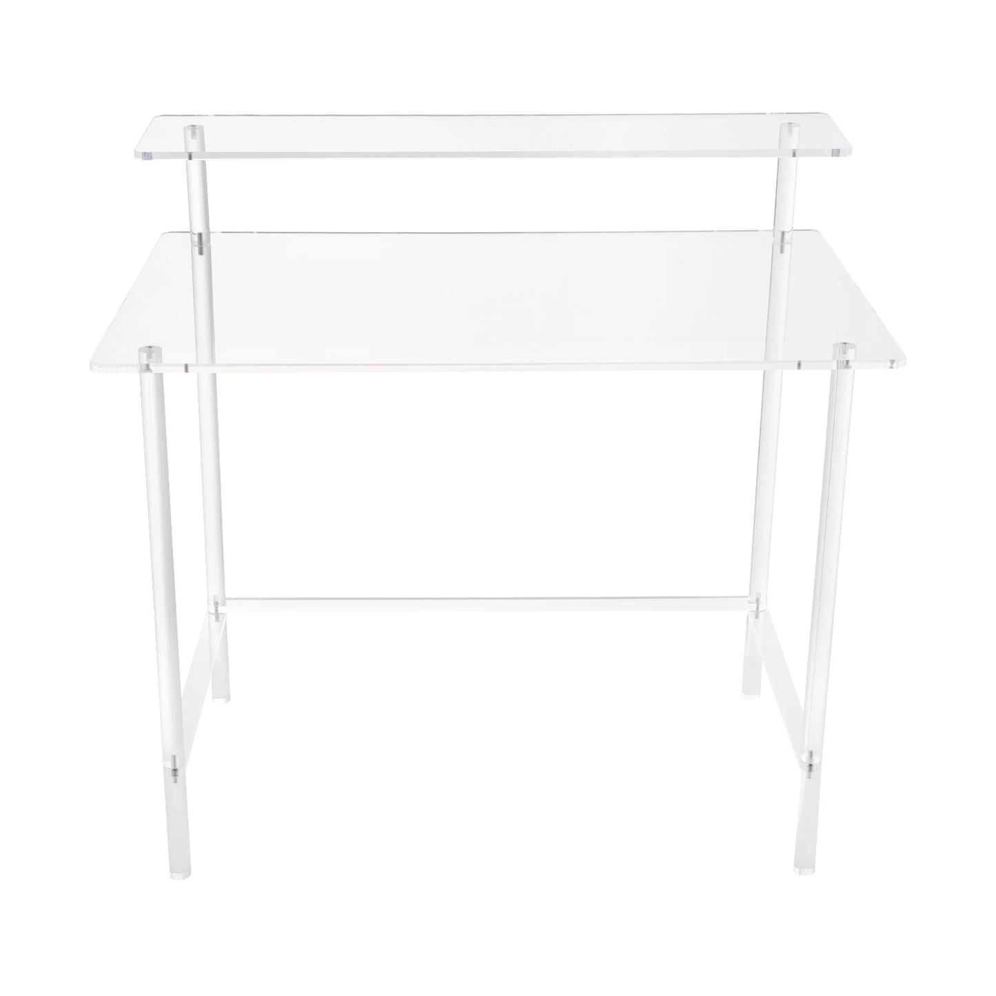 Acrylic Desk 2-Tier Computer Desk Home Office Clear Desk 31.5*19.69*34.65in Writing Table Vanity Desk Study Desk