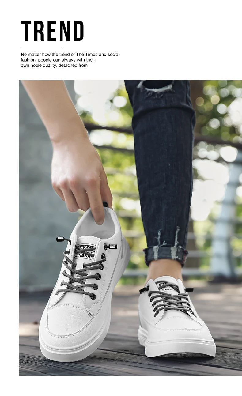 New Style White Sneakers for Men, Korean Version, Trendy Platform Shoes, Versatile for All Occasions, Sporty and Casual Shoes