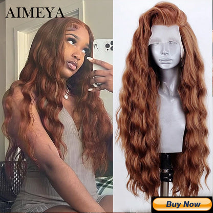 AIMEYA Blonde Wig Synthetic Lace Wigs for Women Natural Hairline Synthetic Lace Frontal Wig Preplucked Wavy Wigs Cosplay Use