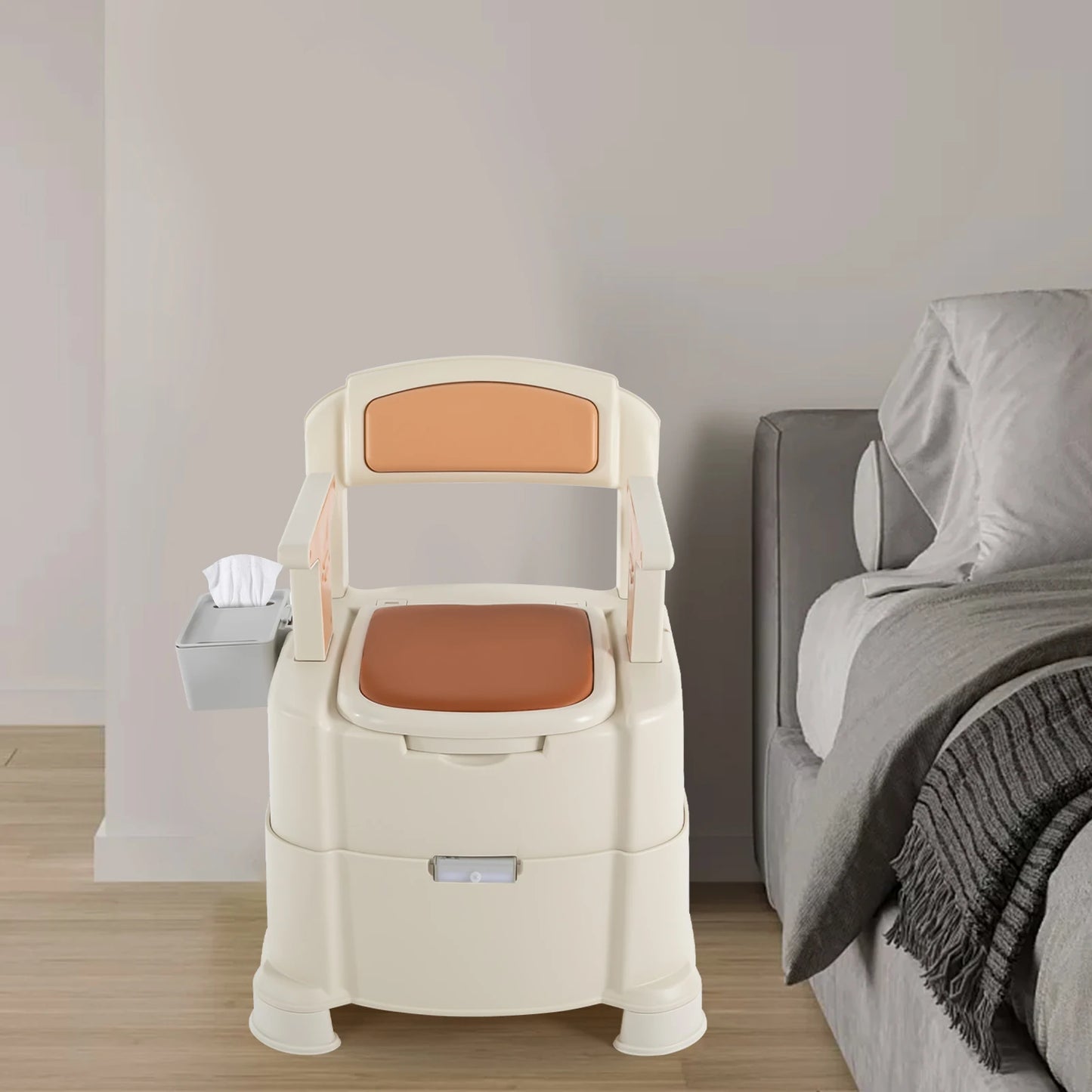 Toilet With Sensor Night Light,Bedside Commode  Bedside Toilet With Maximum Load 200kg, Portable Toilet