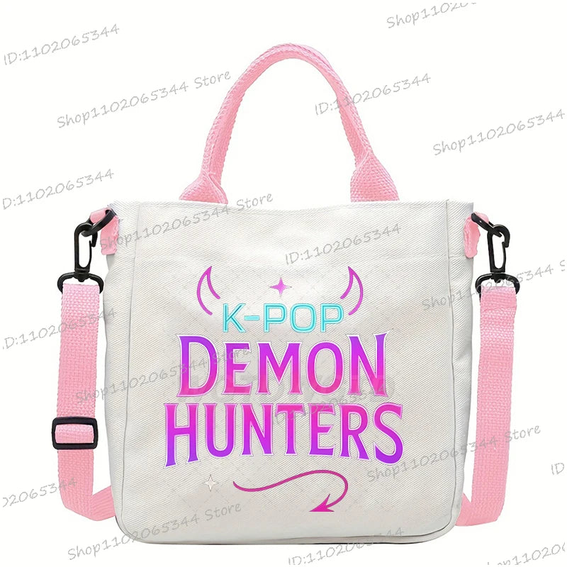 Y2K Anime Cartoon Print Women Canvas Strap Shoulder Bag Fashion Cartoon Anime Crossbody Bags Student Teenage Handbags