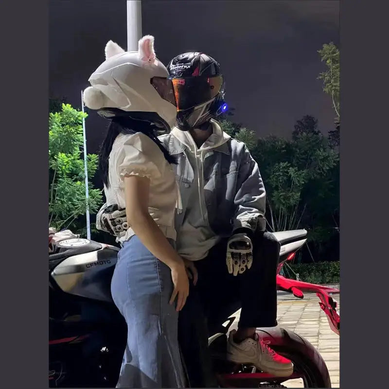 Motorcycle Helmet Cat Ears Decoration Cute Plush Stickers Motocross Helmet Full Face Off Road Helmet Decor Cosplay Styling