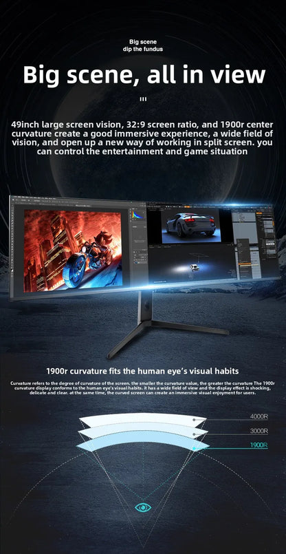 49 Inch Ultrawide Curved Monitor 5K, 32:9 IPS E-Sports Display, 4K 144Hz High Refresh Rate