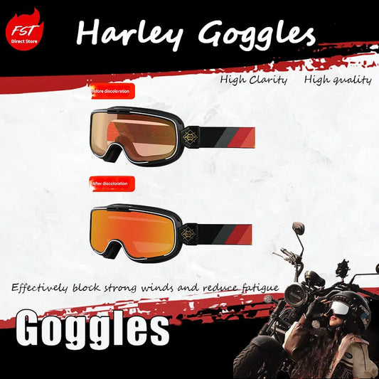 For Retro Anti-Fog Motorcycle Goggles Harley Windscreen Windproof Dustproof Riding Glasses for Motorbike