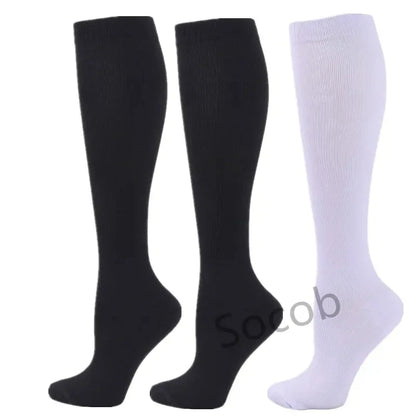 3/6/7 Pairs Compression Socks Women Medical Edema Running Socks Men Knee Length Cycling Socks  Football Basketball Outdoor trave