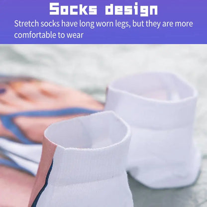 1 Pair 3D Printing Pattern Flip Flop Socks Funny Socks for Women Flip-flop Ankle Socks Low Cut Floor Socks Hosiery Novelty Gifts