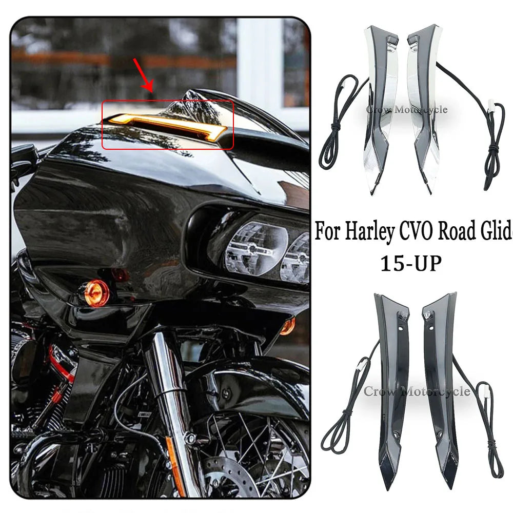 For Harley Road Glides 2015-UP Motorcycle Decorative Lights Windscreen Led Trim Lights Windshield Running Turn Signal Lamps