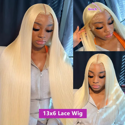 38 Inch 613 Straight Human Hair Wig With Baby Hair 13x4 Hd Lace 613 Blonde Wig Pre Plucked Bleached Knots 220 Density For Women