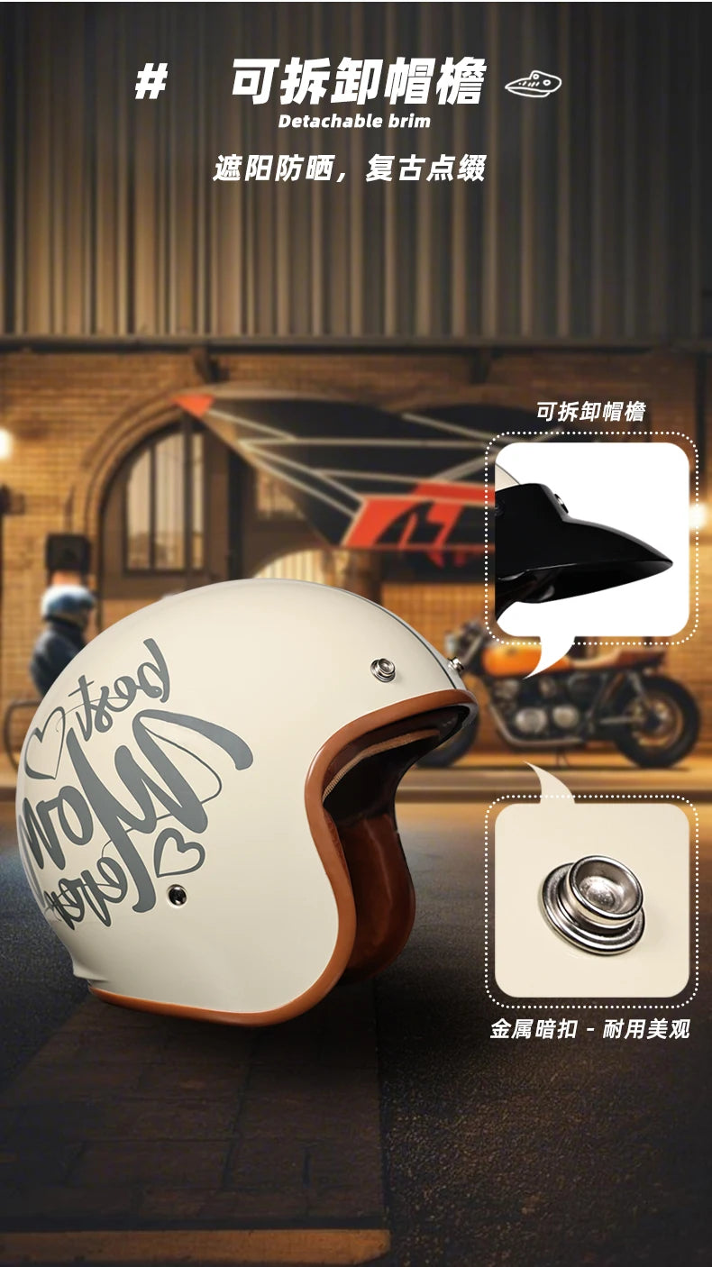 Orz Motorcycle Retro Helmet Men's and Women's Motorcycle Safety Helmet Electric Car Four Seasons 3/4 Half Helmet Scooter